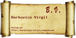 Berkovics Virgil névjegykártya